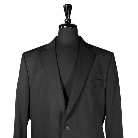 Stafford Mens Blazer Black Wool Blend 2 Button Classic Fit Jacket Sport Coat 44R - Picture 5 of 9